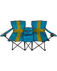  Chaise de camping double - en drapeau suédois - facilement pliable - chaise 2 personnes - sympa comme cadeau