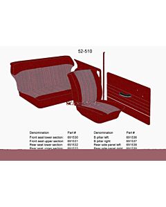 Bekleding PV544 B stijl rood links 52-510 1965-1966 + rechts SET incl 691537