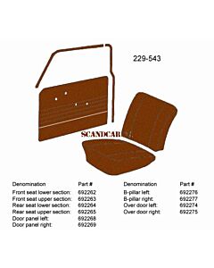 Bekleding Duett 210 B stijl rechts bruin 230-544 1966-1968