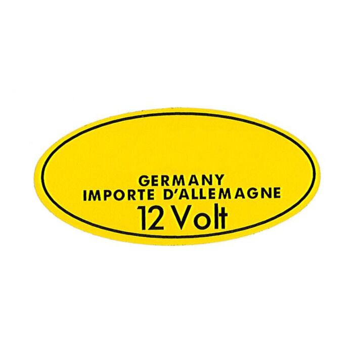 Autocollant Volvo Bosch importé d'Allemagne 6 volts noir sur jaune pour bobine Volvo, pièce numéro 107 pour Volvo.