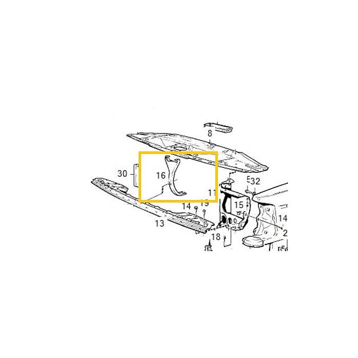 Volvo support tôle 240 260 partie verticale centrale avant 1975 - 1987 Volvo piece no 1202258