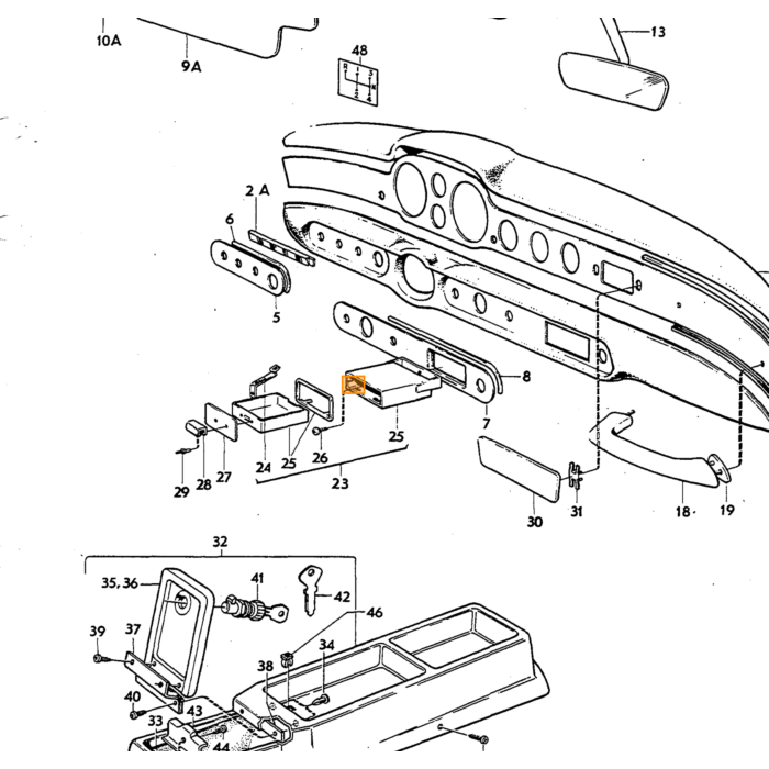 Volvo Pare-soleil P1800ES droit Volvo piece no 1210415