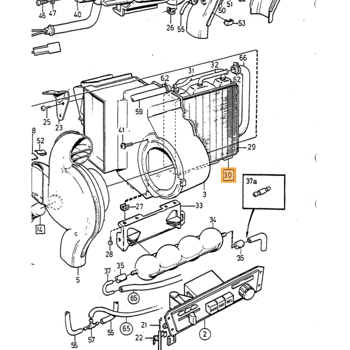 Volvo Radiateur de chauffage type 240+260 avec climatisation 140+164 Volvo piece no 1215673