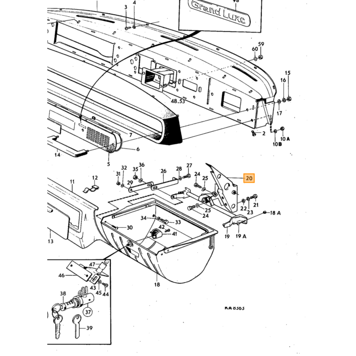 Volvo Klem intérieur noir 140-160-240+260 console de tunnel Non disponible numéro de pièce Volvo 1234286