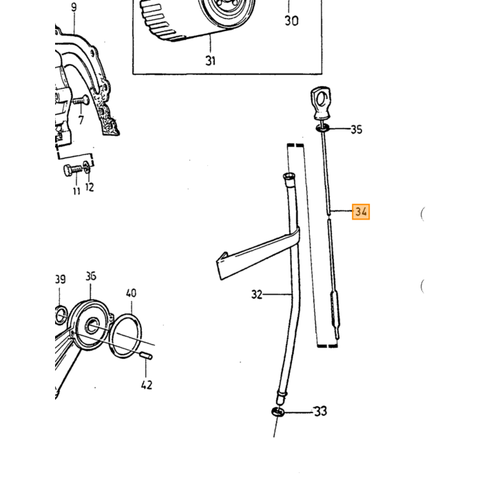 Jauge à huile Volvo 240 260 740 760 diesel d24, pièce Volvo nr 1257134