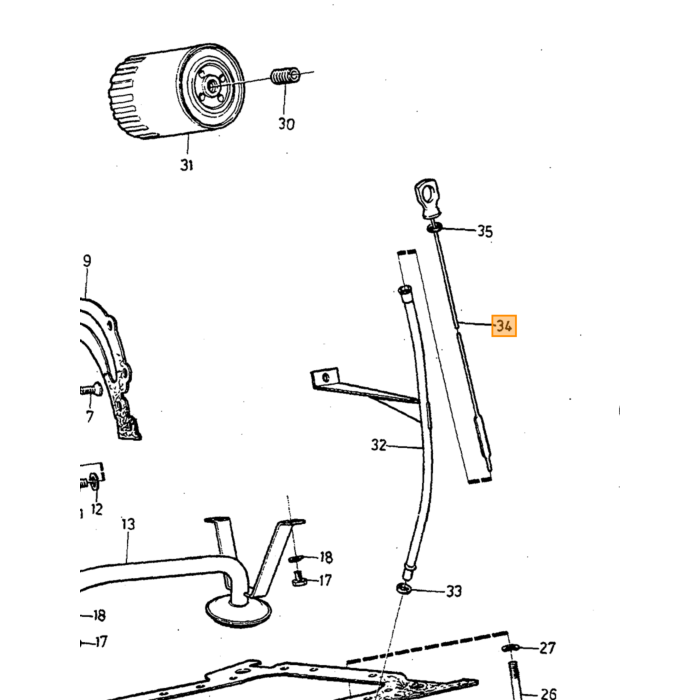 Jauge à huile Volvo 240 260 740 760 diesel d24, pièce Volvo nr 1257134