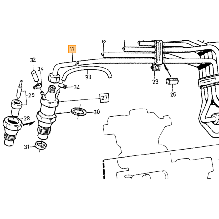 Tuyau de carburant Volvo pour type Volvo 240 : type de moteur Volvo 740 760 780 : type de moteur Volvo 940 960 : type de moteur, numéro de pièce Volvo 1257149