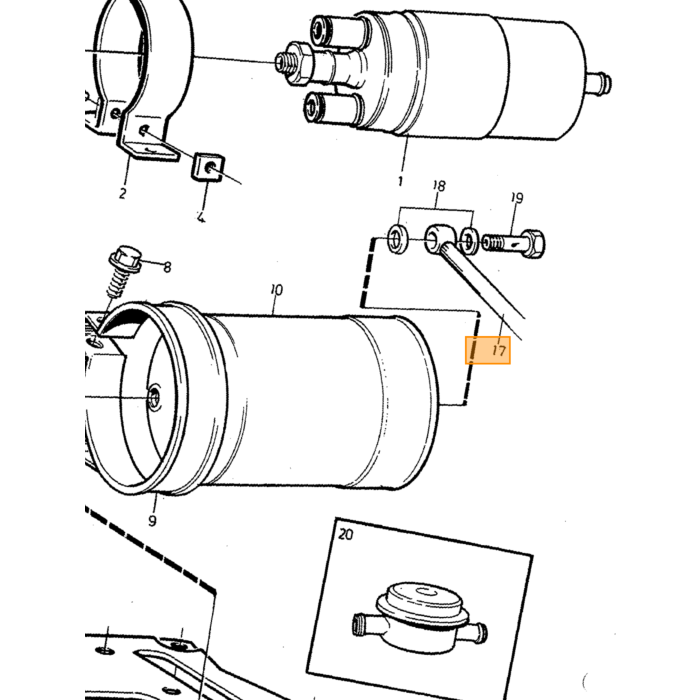 Tuyau de carburant Volvo pour type Volvo 240 : type de moteur Volvo 740 760 780 : type de moteur Volvo 940 960 : type de moteur, numéro de pièce Volvo 1257149