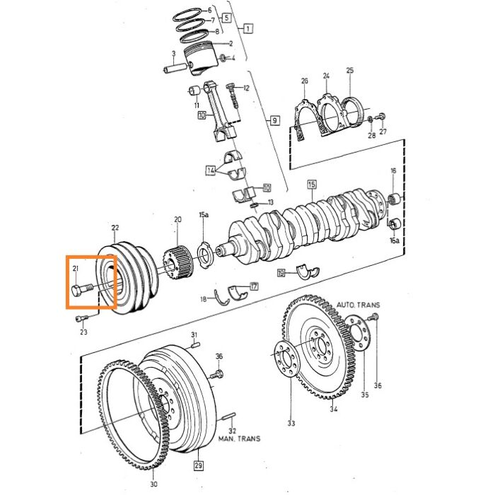 Vis de boulon de poulie de vilebrequin Volvo 240 740 760 780 940 960 D24, pièce Volvo nr 1257604