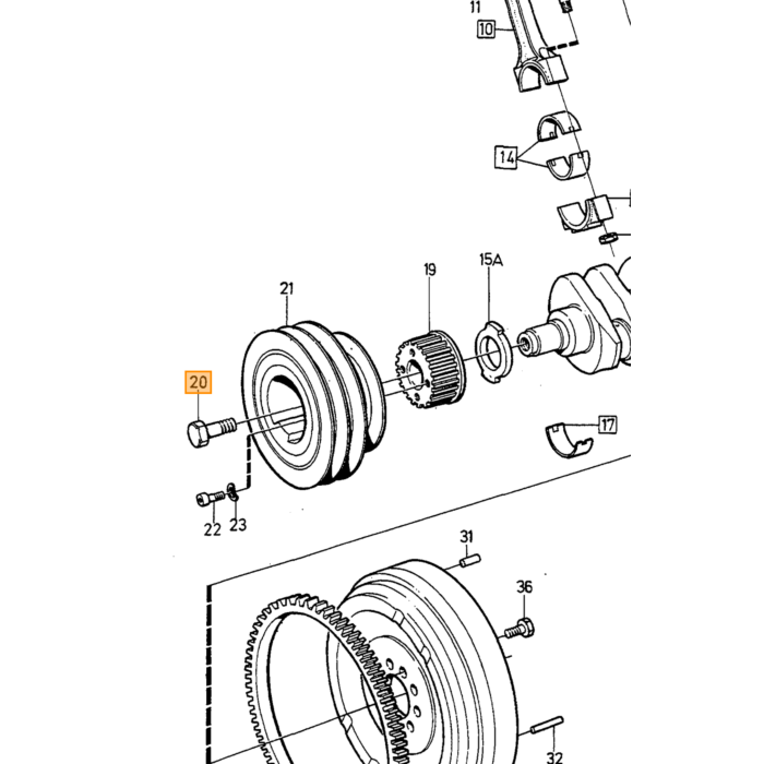 Vis de boulon de poulie de vilebrequin Volvo 240 740 760 780 940 960 D24, pièce Volvo nr 1257604