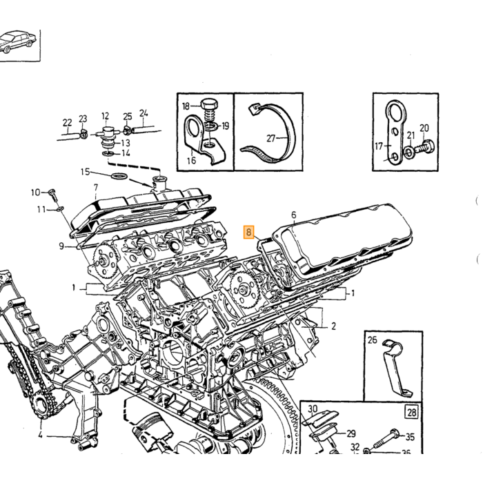 Volvo Joint couvercle de soupape B27A+B27E+B28E+B280E 260+760+780 gauche Volvo piece no 1271483