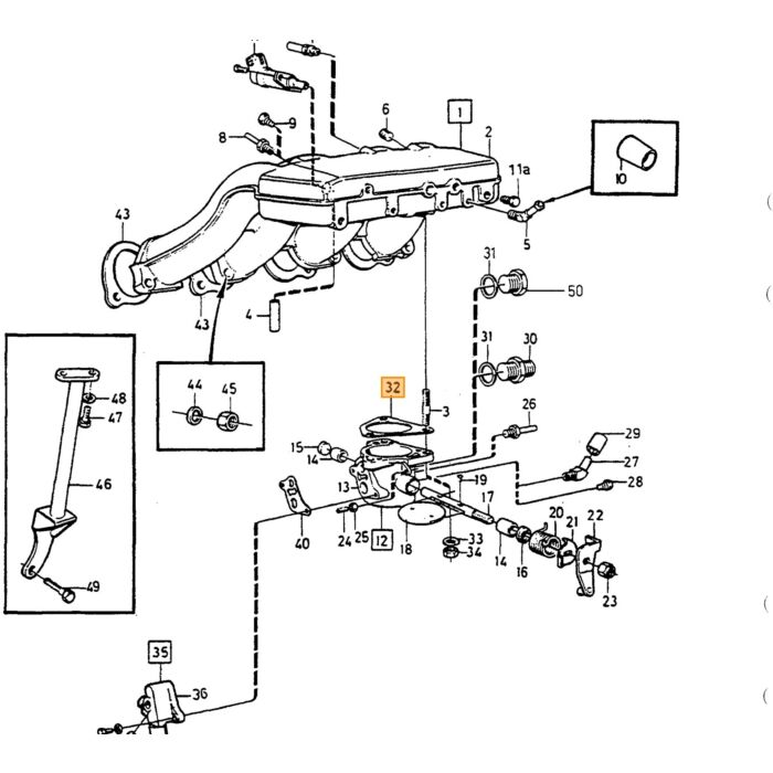Volvo Joint corps papillon LH jetronic B19E+B21E+B23E+B21F+B230 tous Volvo piece no 1271488