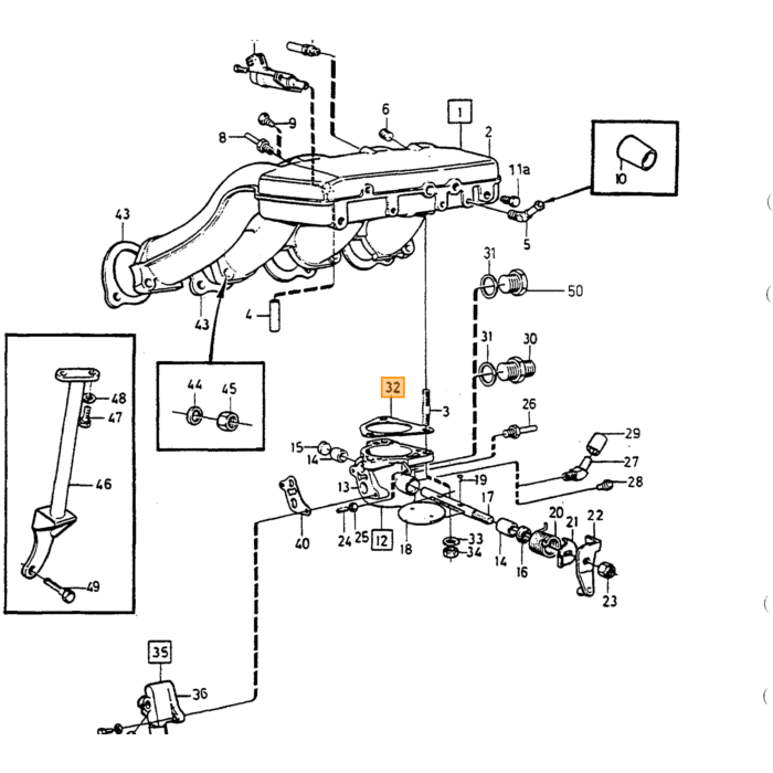 Volvo Joint corps papillon LH jetronic B19E+B21E+B23E+B21F+B230 tous Volvo piece no 1271488