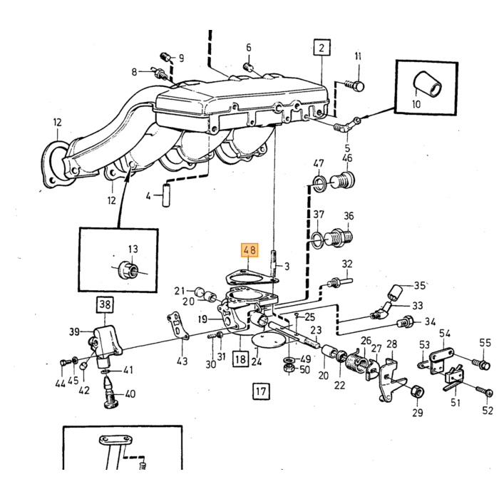 Volvo Joint corps papillon LH jetronic B19E+B21E+B23E+B21F+B230 tous Volvo piece no 1271488