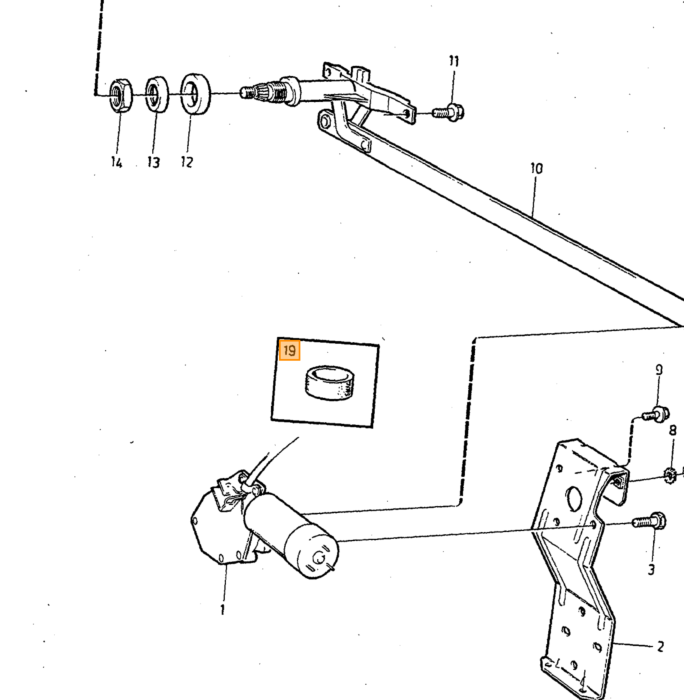 Volvo Bouchon en caoutchouc de bus pour essuie-glace quadrant 1985-1993 1304975 240 260 245 740 760 780 940 960 s90 v90 non disponible Volvo pièce nr 1304975
