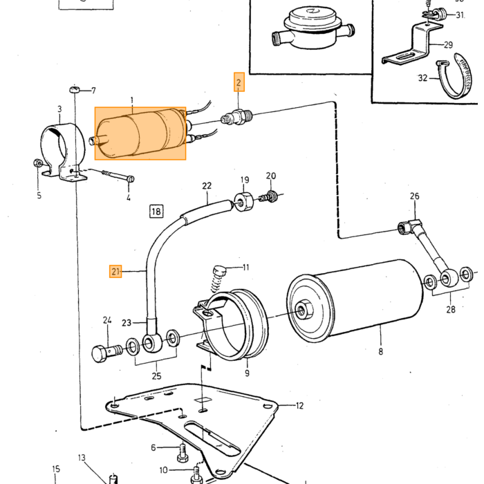 Volvo Mamelon pour pompe à essence avec clapet 240/P1800 clapet anti-retour Volvo piece no 1326899