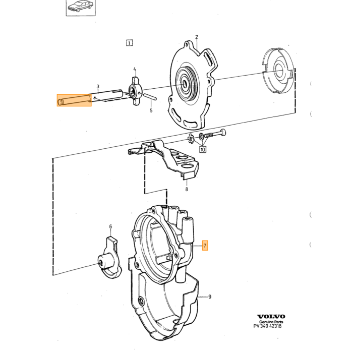 Volvo Chapeau allumeur B230E+F+K 240+740+940 pour montage sur culasse arrière 940 740 Volvo piece no 1346788
