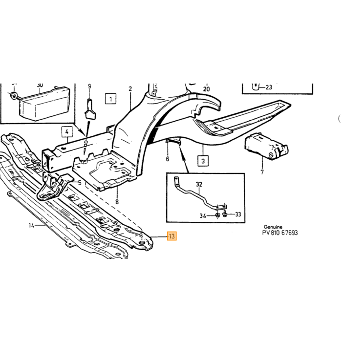 Maison de roue Volvo droite, pièce Volvo nr 1355772