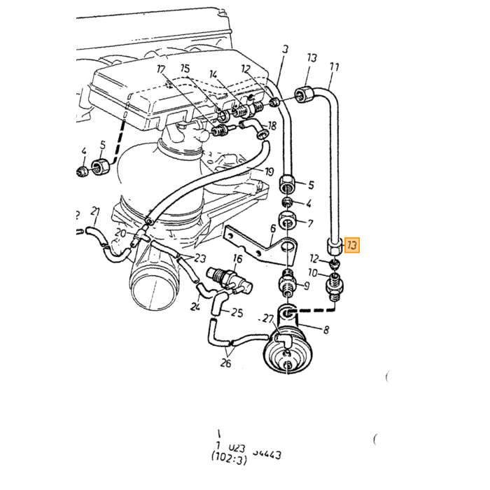 Volvo Tuyau EGR 240 242 244 245+740 B230E -1988 Volvo piece no 1357498