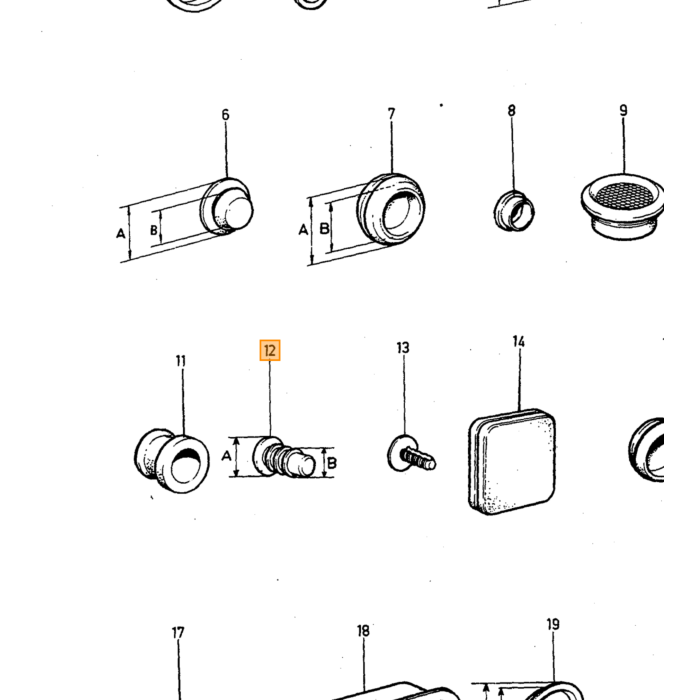 Bouchon en caoutchouc Volvo rond pour bac à roue de secours, fond de coffre Amazon 140 164 200 700 850 900 C70 (-2005) PV S70 V70 V70XC (-2000) S90 V90 (-1998) numéro de pièce Volvo 1360872
