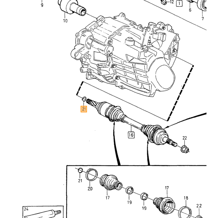 Volvo Bague de blocage pour arbre de transmission côté boîte de vitesses Volvo V70 XC70 XC60 XC90, arbre de transmission arrière, arbre de transmission avant pour la partie de l'arbre dans le différentiel, numéro de pièce Volvo 1377060.