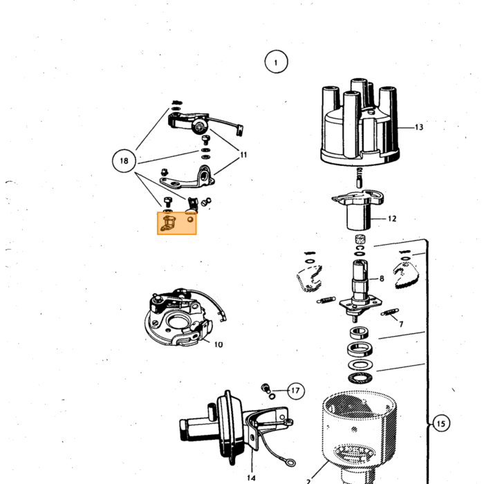 Volvo Chapeau de distributeur B20B+B20E+B20F+B19+B21+B23+B200K+B230A+B230E(0330920006) Volvo piece no 243797