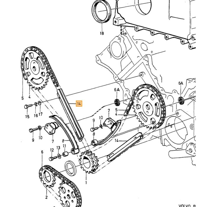 Volvo Rail de guidage de chaîne de distribution B27+B28_B28 1980+ Volvo piece no 247528