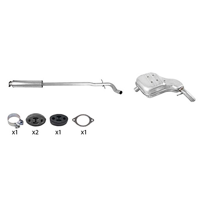 Ensemble d'échappement Volvo pour XC70, silencieux arrière et intermédiaire à partir du tuyau avant, ensemble 2000-2001 essence avec turbo et diesel, numéro de pièce Volvo 254368057B.