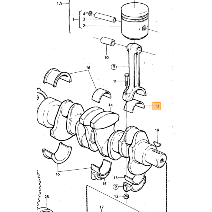 Volvo Jeu de roulements bielle B18+B20 STD 26mm br Volvo piece no 271051