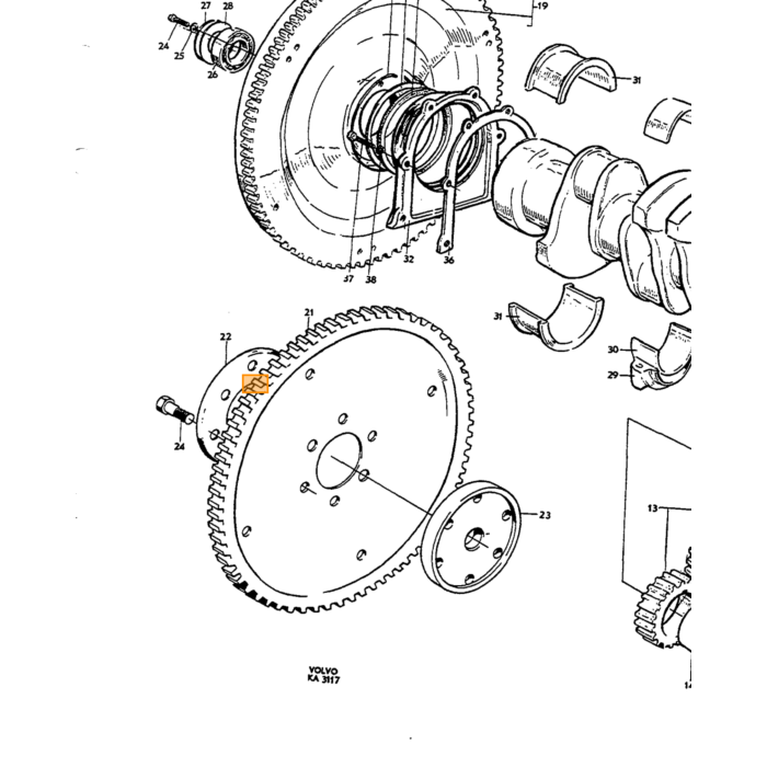 Volvo Jeu de roulements principaux B18+B20+B19+B21+B23 0 010 Volvo piece no 271215