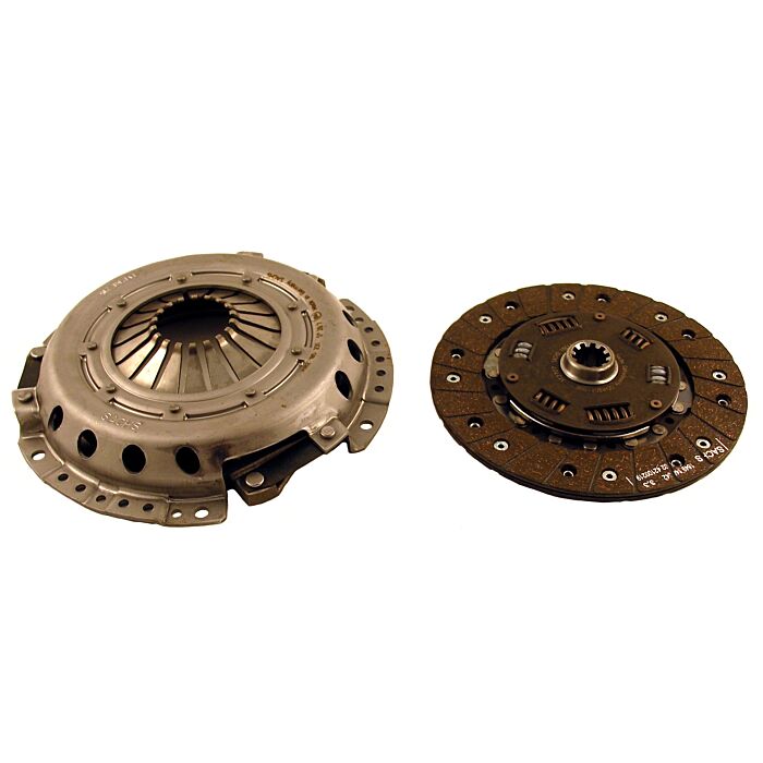 Ensemble d'embrayage Volvo pour PV544+Amazon+P1800+140+240 -1978 M40+M41 (groupe de pression+plaque + roulement de pression) 10 cannelures incl roulement de pression fabr LUK Volvo pièce nr 271263L