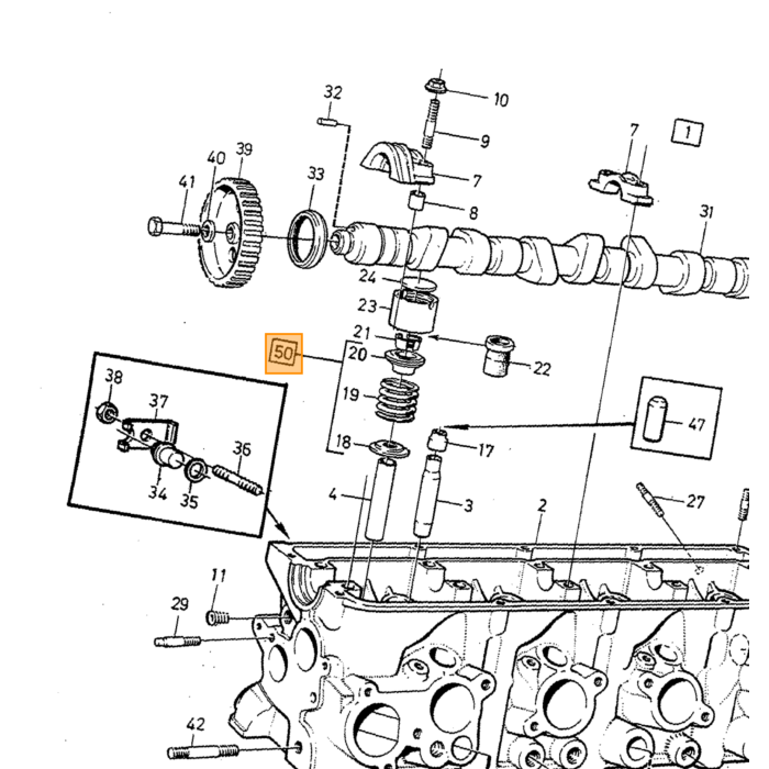 Volvo Jeu de ressorts de soupape pièces B200 + B230 = ressort + bague inférieure et supérieure Volvo piece no 271793