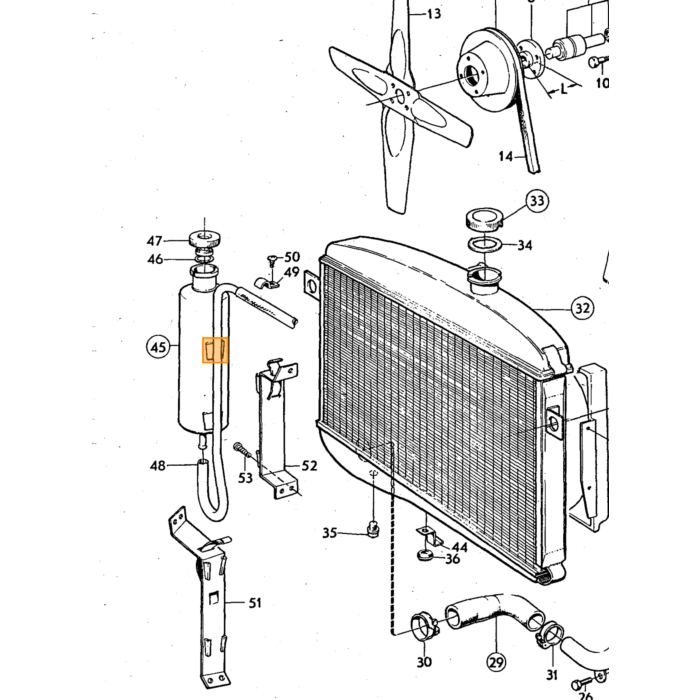 Volvo Durite de radiateur 140+1800E+1800ES supérieur(680764) set avec colliers de serrage Volvo piece no 273193