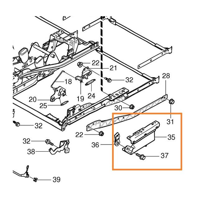 Support Volvo XC90 gauche 3e rangée de sièges sous montage, pièce Volvo n° 30675261