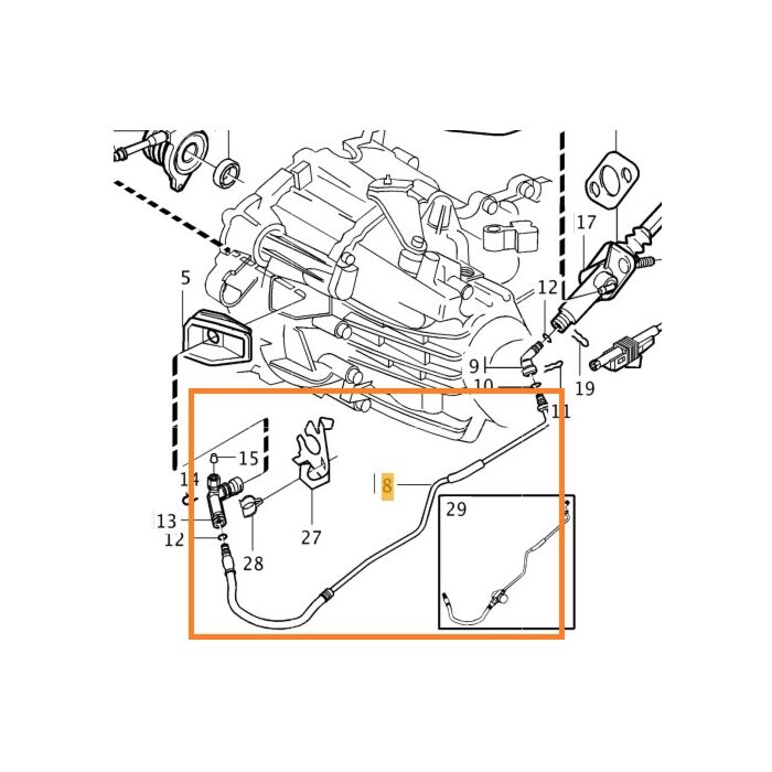 Durite d'embrayage sur cylindre principal d'embrayage 5-CYL essence M56 Volvo S60 (-2009) S80 (-2006) V70 P26 (2001-2007) conduite métallique avec extrémité flexible pour Volvo, numéro de pièce Volvo 30759377.
