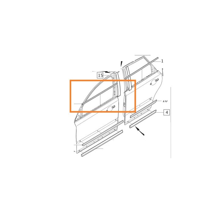 Liste de raclage de vitre de porte Volvo V50 S40 à droite voir 31297661 pièce Volvo nr 31253001 pour Volvo
