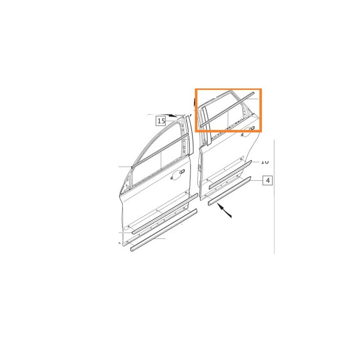 Liste de raclage pour vitre de portière V50 S40 arrière droite voir 31297663 pour Volvo