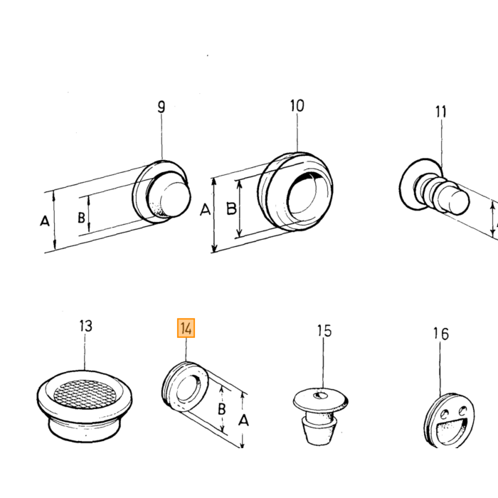 Volvo Bouchon caoutchouc carrosserie 30mm trou diam 20mm divers PV444 PV544 Amazon Duett 140 164 240 260 Volvo piece no 320404