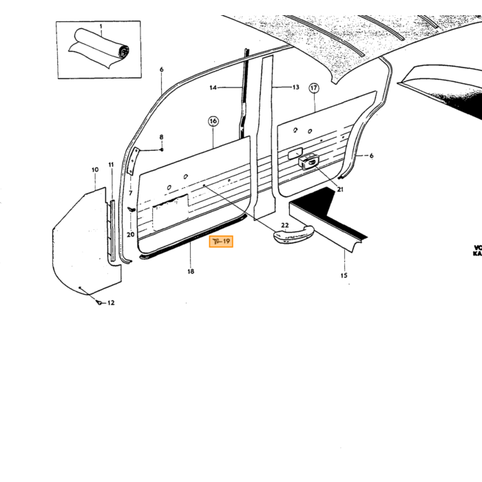 Volvo Collier de garniture de porte PV544+Amazon (0panneau inférieur)+P1800 (16) Volvo piece no 320448