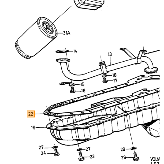 Volvo Joint carter D24 240+740+260+760+940 diesel Volvo piece no 3507025