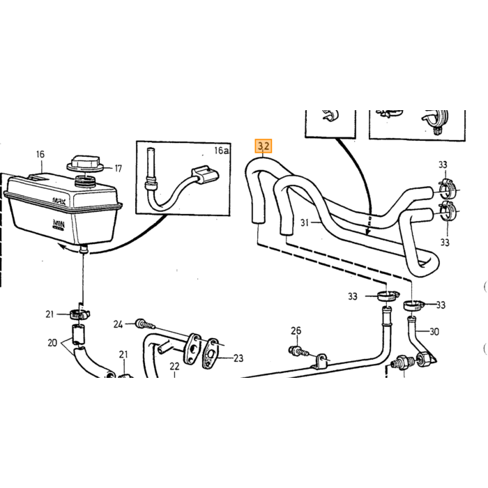 Volvo Durite de radiateur 740+760+780+940+960 Diesel D24+D24T=D24TIC 34 mm inférieur 760 940 740 Volvo piece no 3507084