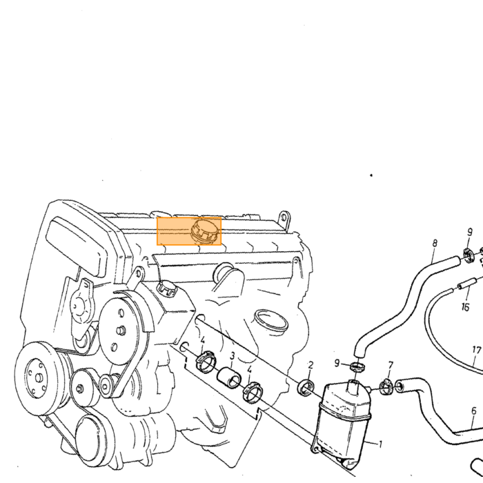 Volvo Durite entre ventilation carter et moteur Volvo 960 - S90 - V90 Volvo piece no 3531080