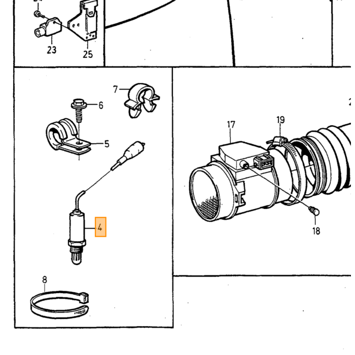 Volvo Sonde lambda Volvo 960 B6304 -1994 TWC Volvo piece no 3531251