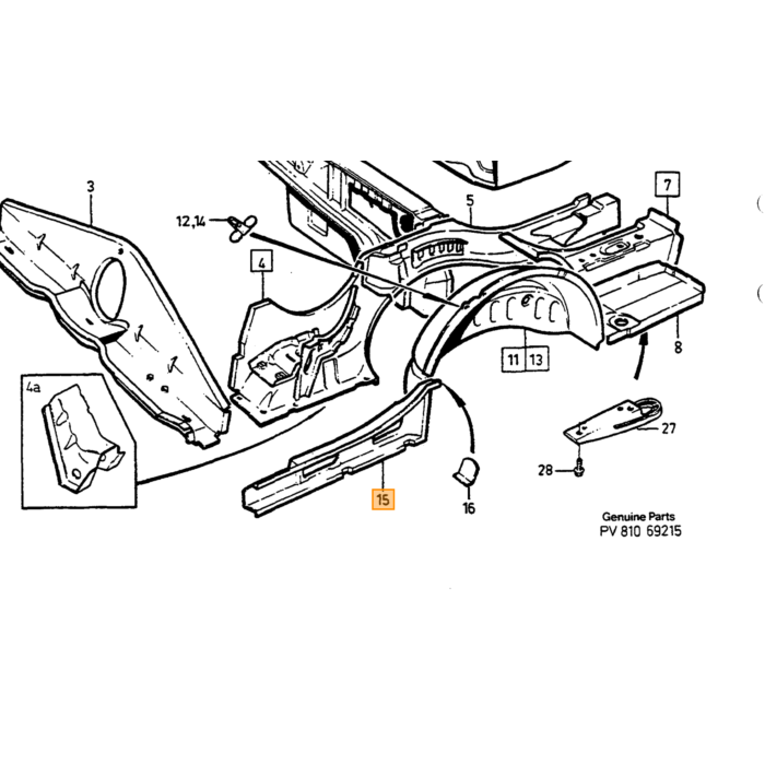 Volvo Torsion Box  L.H. Volvo piece no 3536945