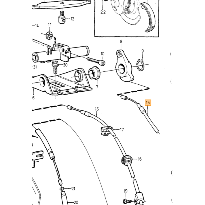 Volvo Câble de frein à main gauche ou droit 850 CH-47065 -1993 sans AWD 850 Volvo piece no 3546664