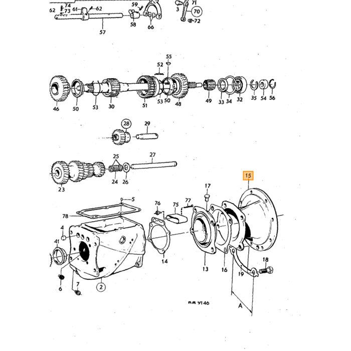 Flasque intermédiaire de boîte de vitesses M41 avec support de roulement et roulement overdrive type D pour Volvo, numéro de pièce Volvo 380434