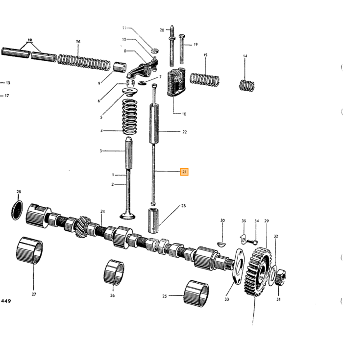 Volvo Tige de poussoir de soupape moteur B4B\n 109.485+ toutes B16 d'occasion 21cm Volvo piece no 403689