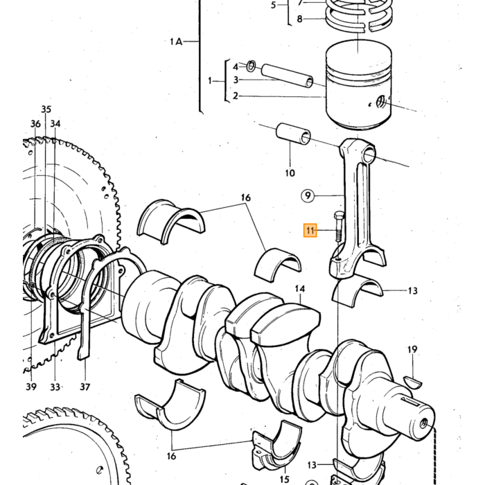 Volvo Vis bielle B18+B20+B30 -1973 (volant 6 trous) Volvo piece no 415223