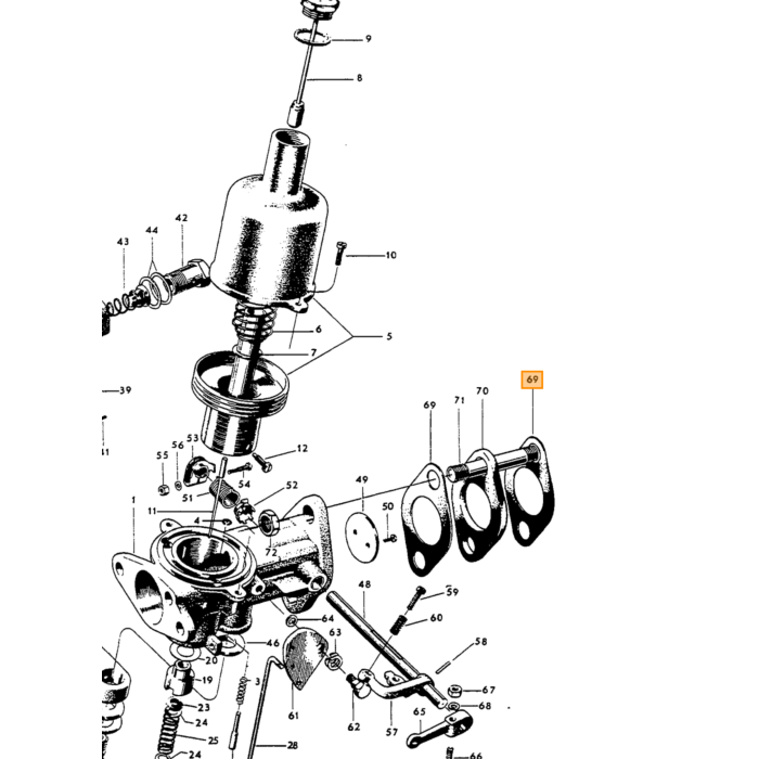 Volvo Joint entre collecteur carburateur SU H4 B16B PV444+PV544+Amazon+Duett Volvo piece no 418053