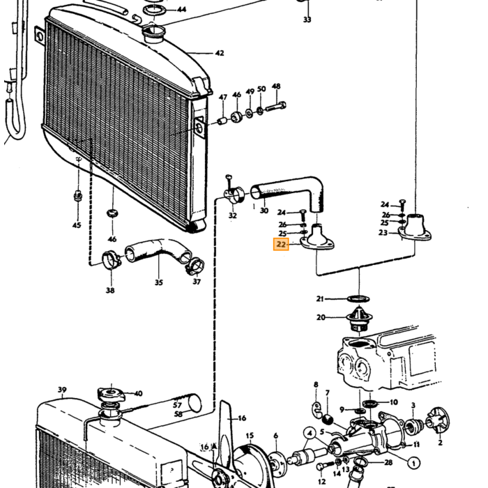 Volvo Boîtier thermostat B18 PV544+Duett+Amazon+P1800+140 pour tuyau 27mm Volvo piece no 418325